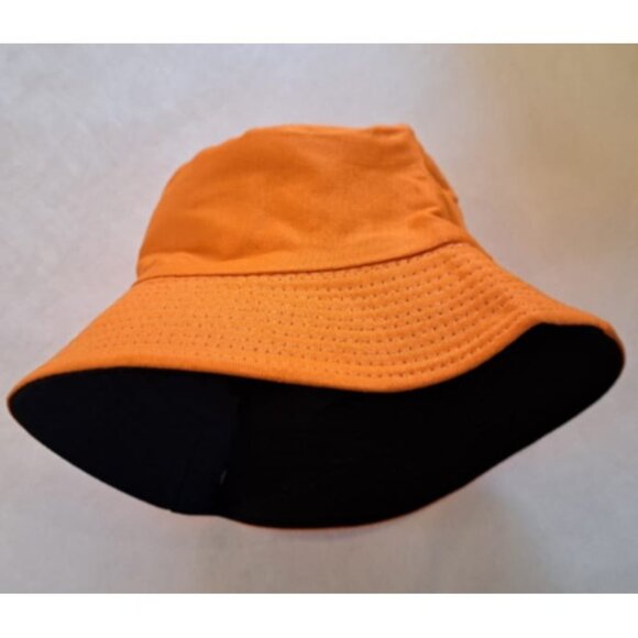 New Orange Bucket Hat Adult One Size Summer Reversible Fluorescent Bright Shade - Picture 2 of 2